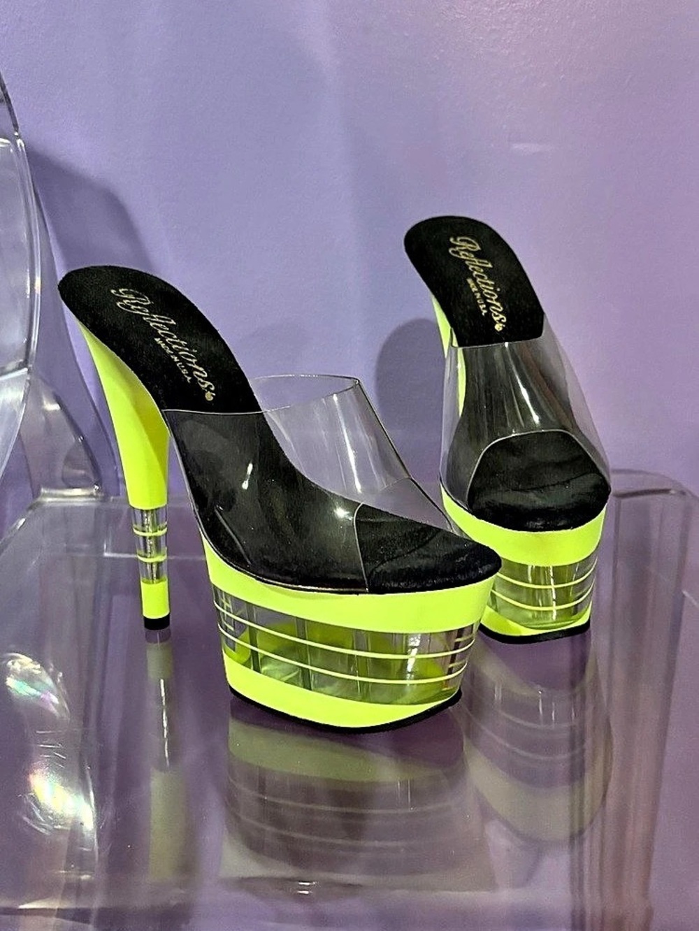 Reflections Neon Yellow/Green Platform Heels